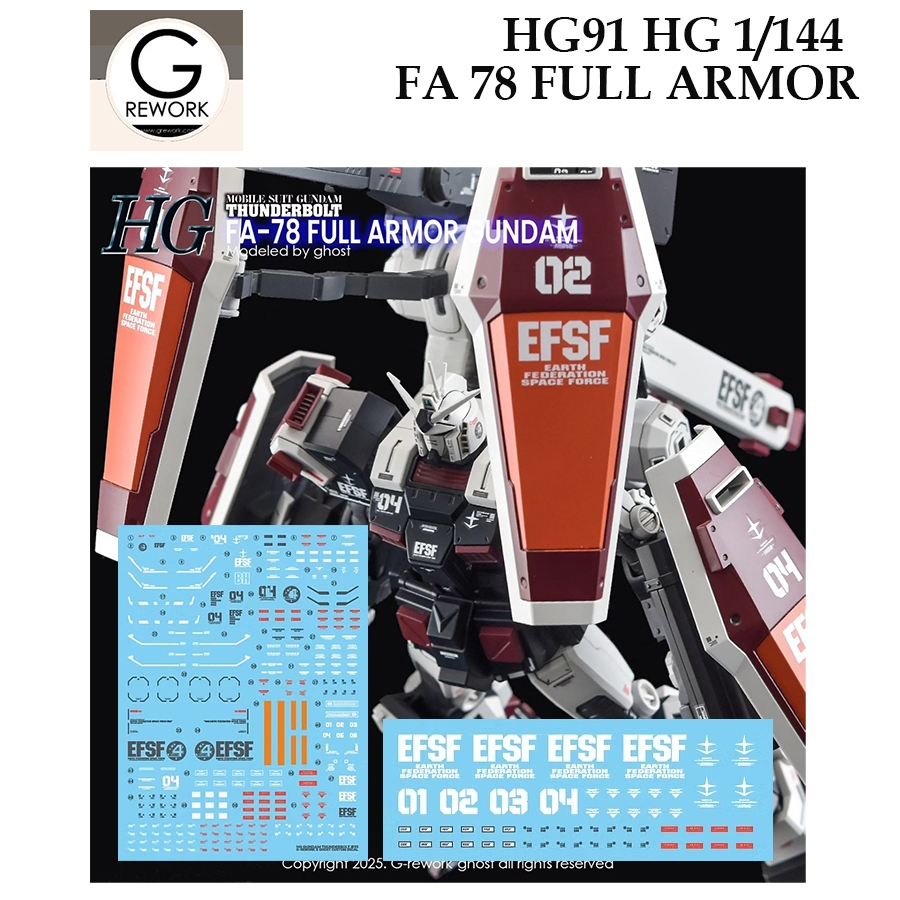❈ ้ ❈ [G-Rework] HG91 A 78 FULL ARMOR THUNDERBOLT HG 1 / 144 F DECAL DECAL HG 91