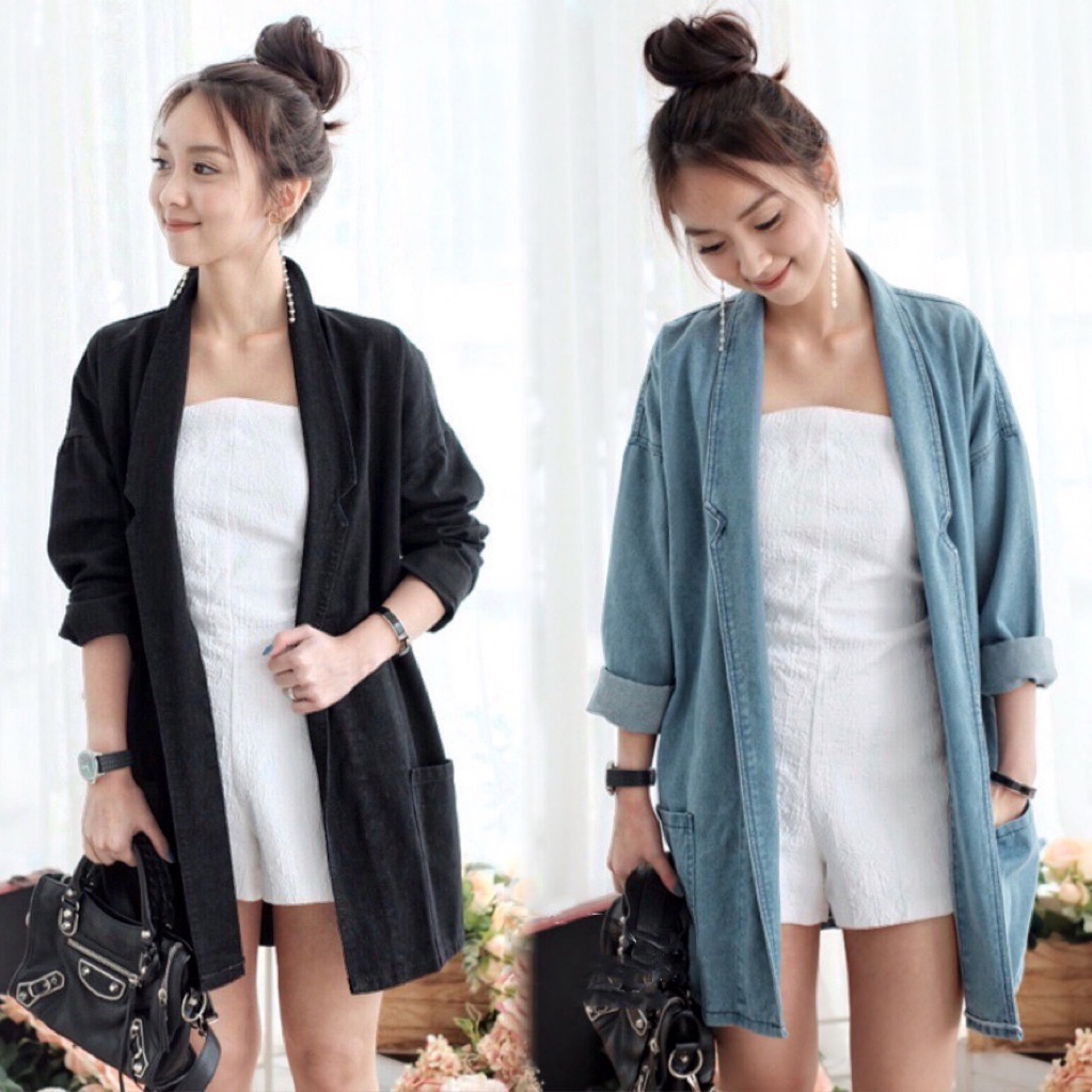 Áo khoác dài Denim Blazer dài TWEEL-Lady
