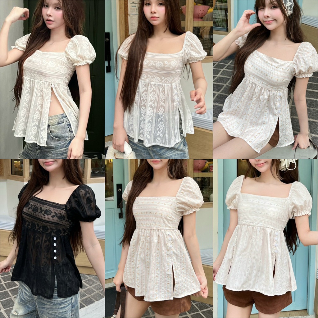 Áo sơ mi tay búp bê Mamildya.shop xẻ tà / K1-6 / NUSA-Skirt