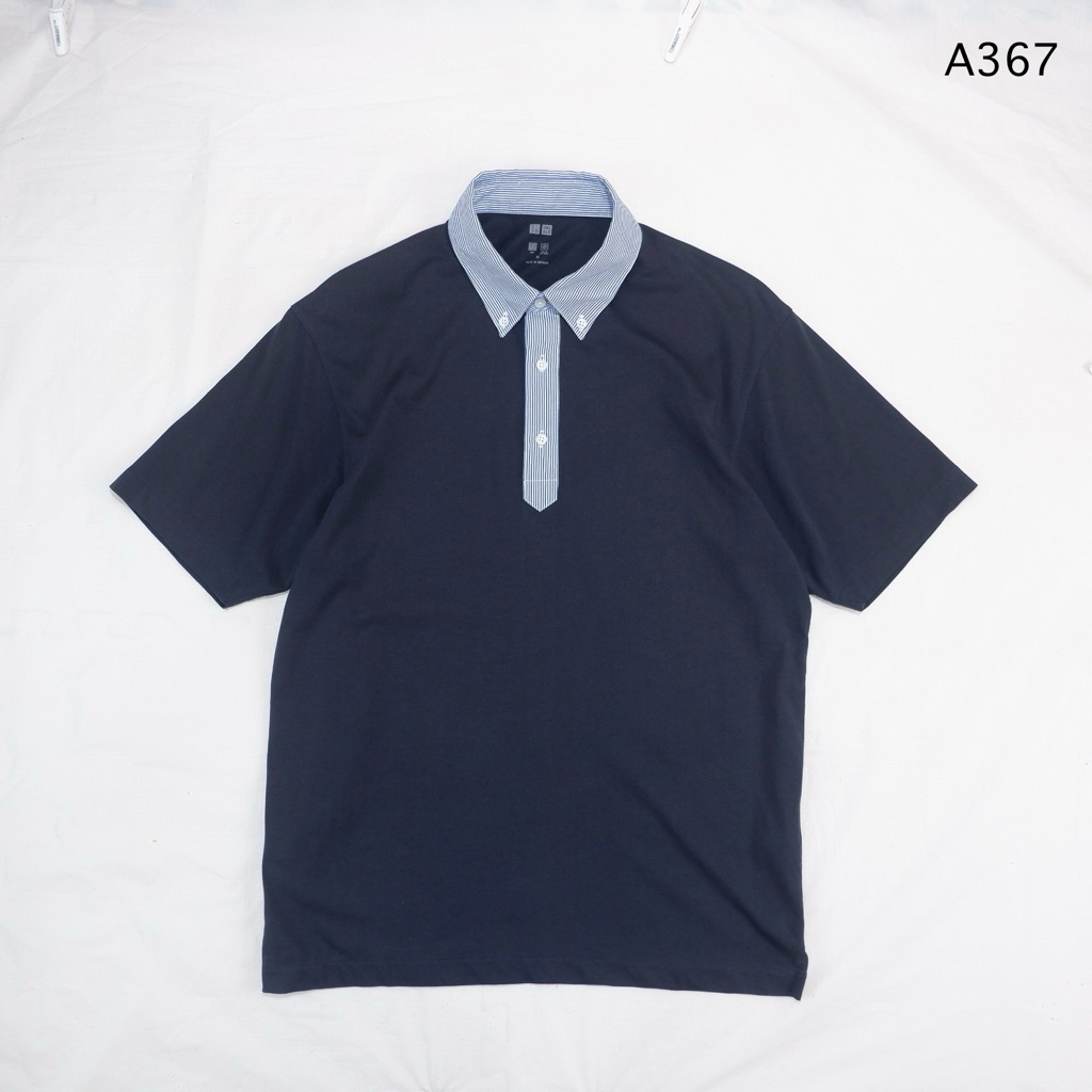 A367 Áo Sơ Mi Polo Nam Uniqlo AIRism Vải Hải Quân Màu Xanh Size M Inch