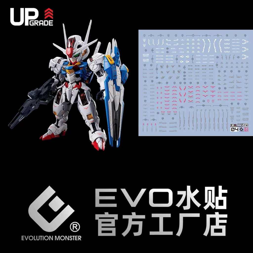 DECAL EVO UPGrade MGSD Aerial Gundam XVX-016 Bộ phản quang ánh sáng đen