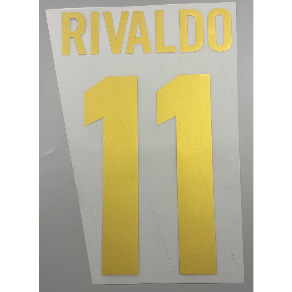 Số Tên Áo Bóng Đá Retro Flake Barcelona 1999 Home Gold 11 RIVALDO