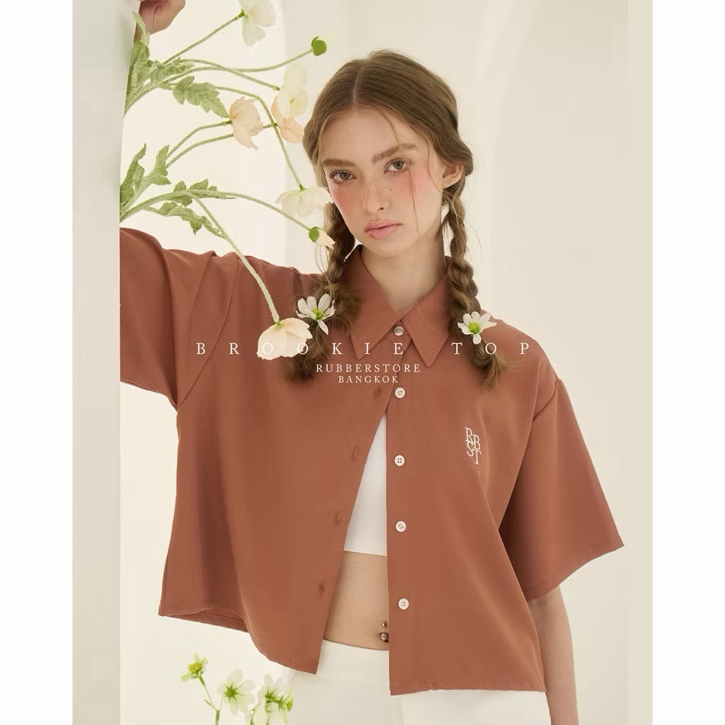 Áo sơ mi ngắn tay hàng đầu Brookie