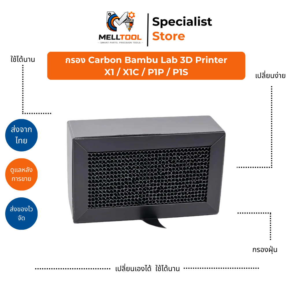 Lọc Carbon Cho Bambu Lab P1P P1S X1 X1C | Phụ tùng máy in 3D kích hoạt được vận chuyển từ Thái Lan