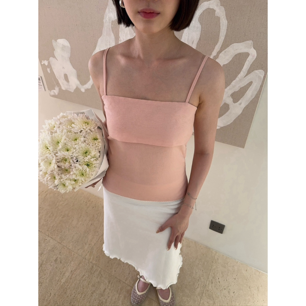 Lauramil.co-Blush và Bare Lace Spaghetti Strap Top Pink