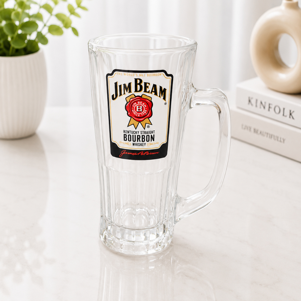Kính cường lực Jim Beam có tay cầm Macaron Whisky Bia có màn hình in Logo nhãn thật Phong cách quán 