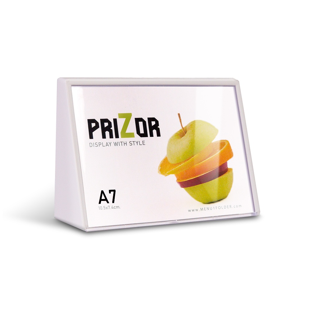 Thẻ Tên Thực Phẩm Prizor Model Size A7 A8 Ngang Trắng Để Bàn Bánh ABS Nhựa Ký Hiệu Mạnh