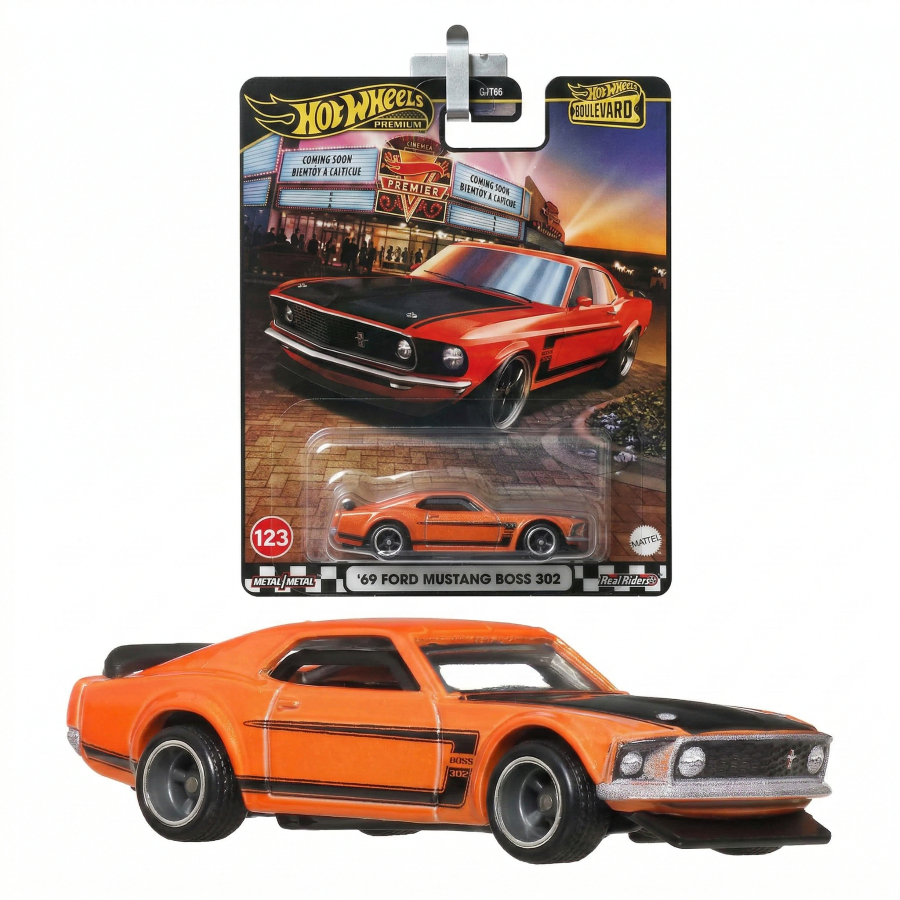 Hot Wheels Premium Boulevard '69 Ford Mustang Boss 302 Cam (Bánh xe cao su / Tất cả thép) Model Car 