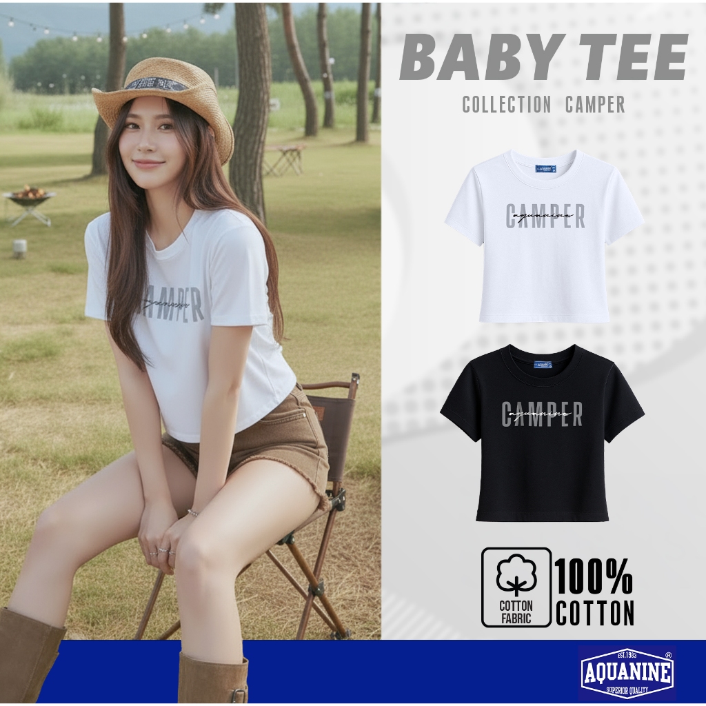 AQUANINE BABY TEE Áo thun nữ Camper Model Đường phố Giấy phép đích thực tối giản