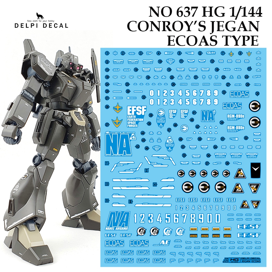 ❈ ้ ❈ [DELPI DECAL] 637 HG 1 / 144 RGM 89De CONROY 'S JEGAN ECOAS LOẠI DÍNH NƯỚC