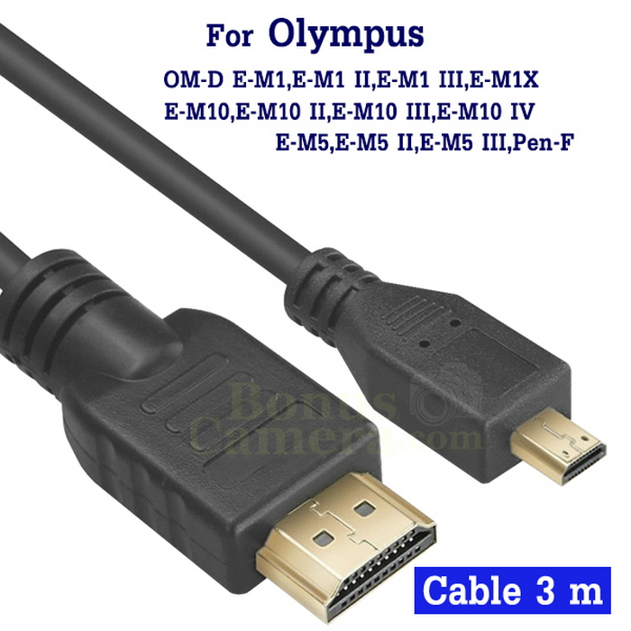 Cáp HDMI Chiều Dài 3m Đến Olympus OM-D E-M1X E-M1 E-M1II III E-M5 E-M5 II E-M10 E-M10 IV Pen-F HDTV