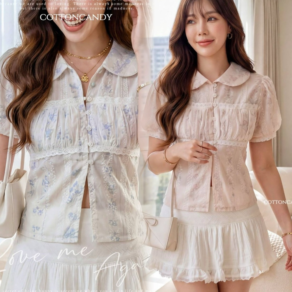 Áo sơ mi Cotton mềm mại họa tiết hoa mới của Bolivia hàn quốc