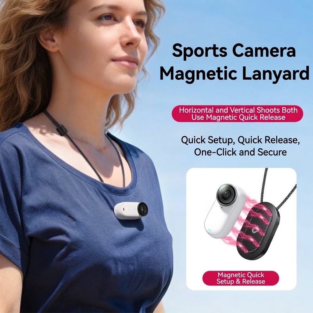 Dây buộc phát hành nhanh từ tính cho Insta360 GO 3S / GO Ultra / DJI Nano / LUNA — Dây đeo cổ 30-51c