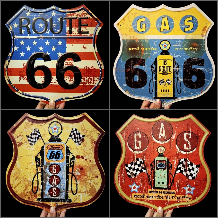 Express Delivery Root Sign 66 ROUTE 66 Trang trí tường mạ kẽm 30x30cm
