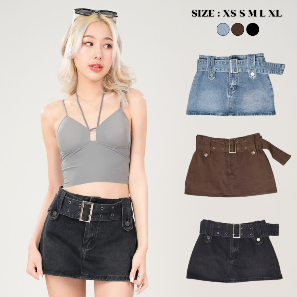 Loveruby.store-Váy ngắn viền y2k Denim có