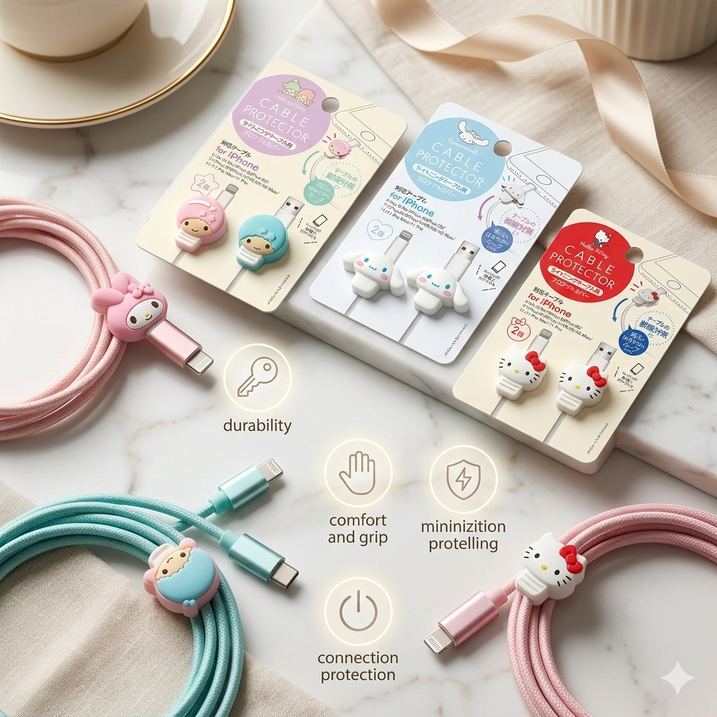 Hello Kitty Cinnamoroll My Melody Cable Protector iPhone Lightning Sanrio Sạc Giấy Phép Chính Hãng