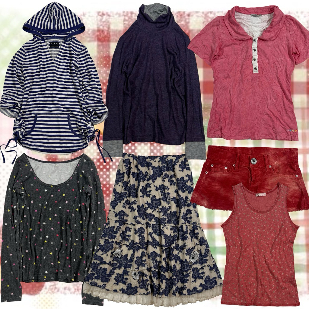 Y2K Berry Tone Style Quần áo Nhật Bản hai tay