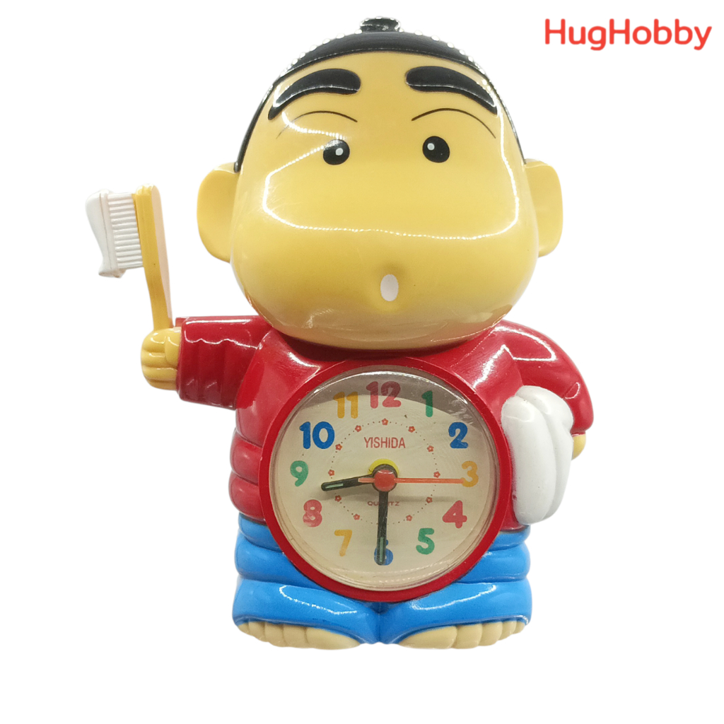 [2nd Hand] Đồng hồ báo thức cũ từ thập niên 90 Shinchan Crayon Shin-chan Size 13,5 Cm có thể sử dụng