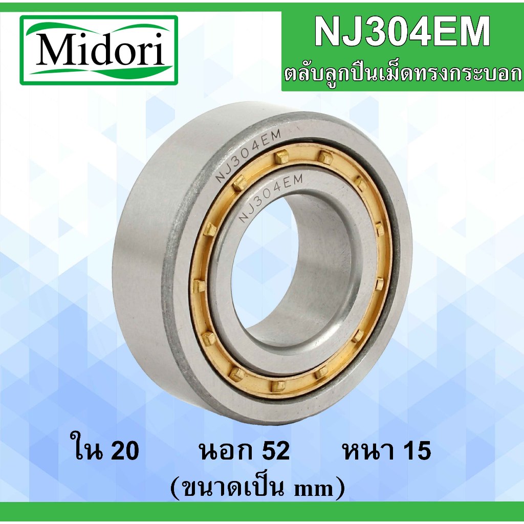 NJ304EM Vòng bi lăn hình trụ Kích thước bên trong 20 Bên ngoài 52 Độ dày 15 mm. 20x52x15 NJ304