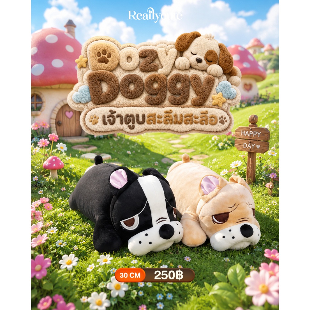 Dozy Doggy Blue Doggy Doll Mặt mềm mại và nhăn 30cm Người bạn bốn chân từ Barkshire Park Đồ chơi Quà