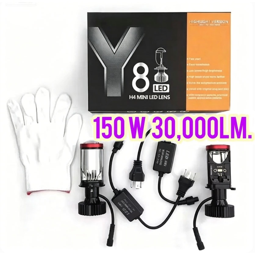 1 Cặp Bóng Đèn Ô Tô Y8 LED Mới H4 Đèn Pha Trắng Ấm 4300K Bền Không Lông Mắt