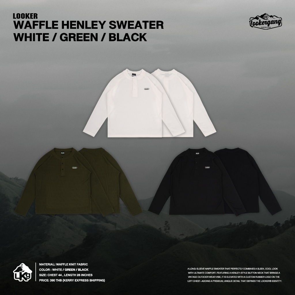 LOOKER WAFFLE HENLEY SWEATER Tay dài (CAMPING)