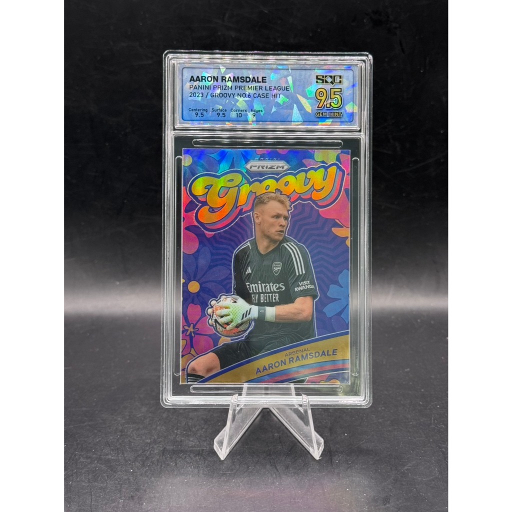 * * Aaron Ramsdale - 2023 Panini Prizm Premier League - 6 "Groovy" (Case Hit) - SQC 9.5 Gem Mint * *