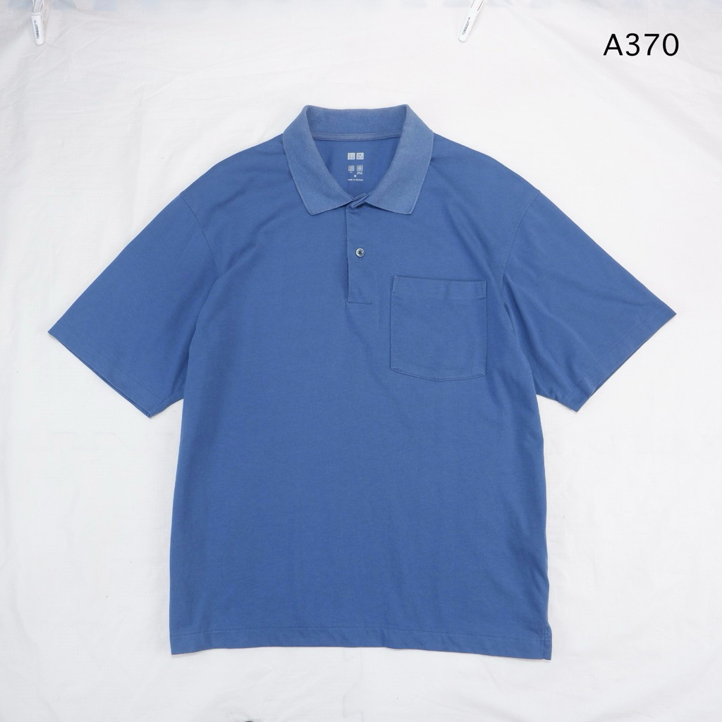 A370 Áo Sơ Mi Polo Nam Uniqlo AIRism Vải Xanh-Gray Size M Inch