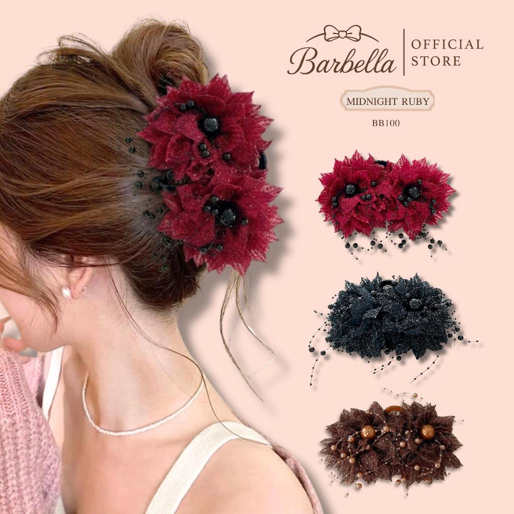 Kẹp tóc ren đen đỏ Barbella Luxury Bun Midnight Ruby (BB100) Model
