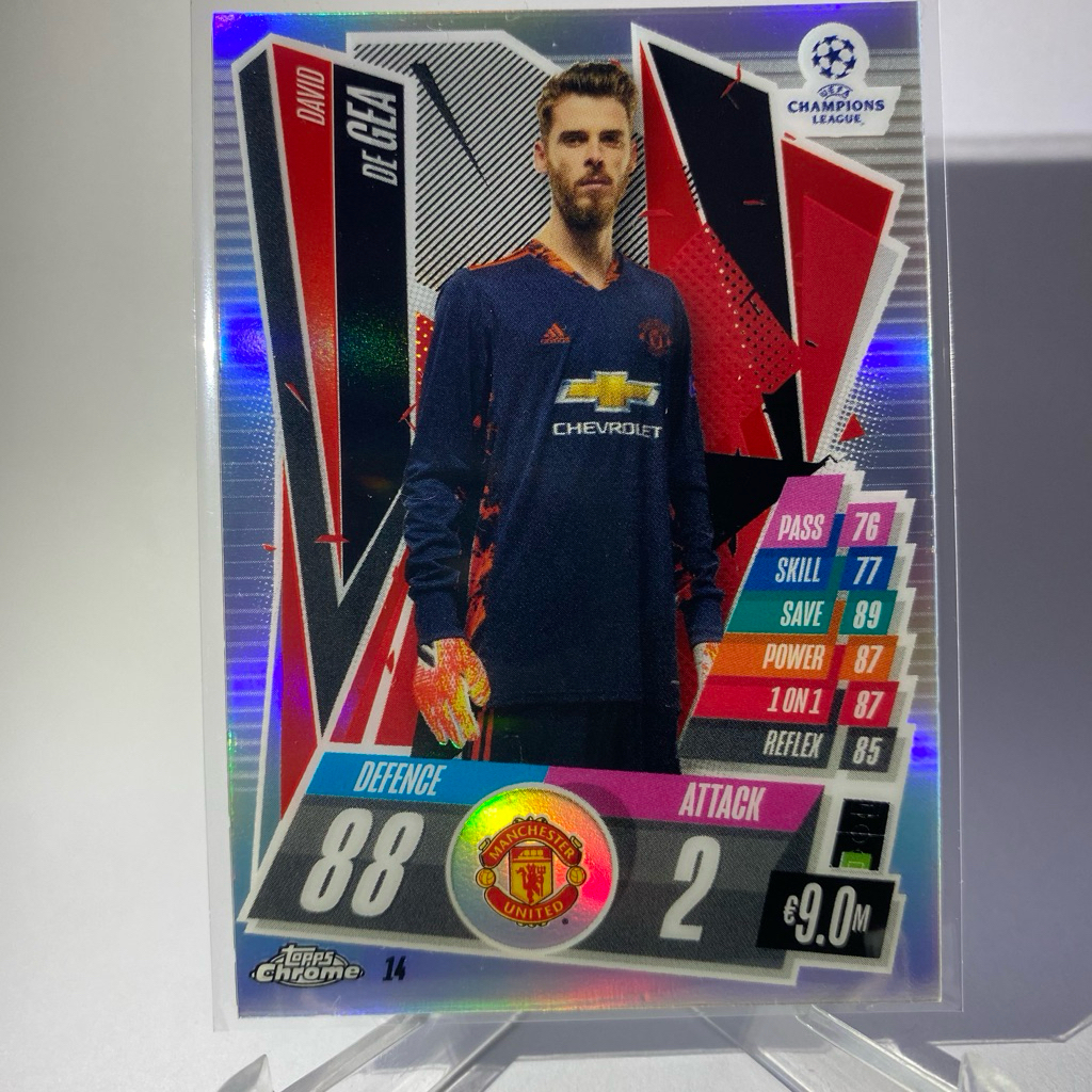 ❈ ์ ❈ DAVID DE GEA, MANCHESTER UNITED, MATCH ATTAX, TOPPS CHROME, No.14, (bạc)
