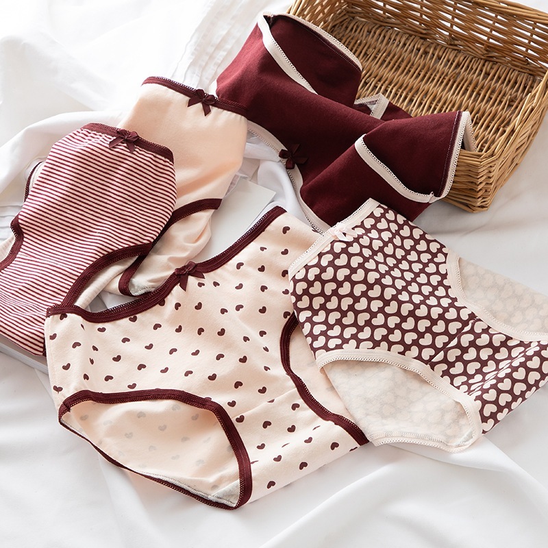 Bộ 10 Miếng Quần Lót Nữ Phong Cách Dễ Thương Giữa Eo Thoải Mái Mặc Cotton Thông Gió Tốt NY068