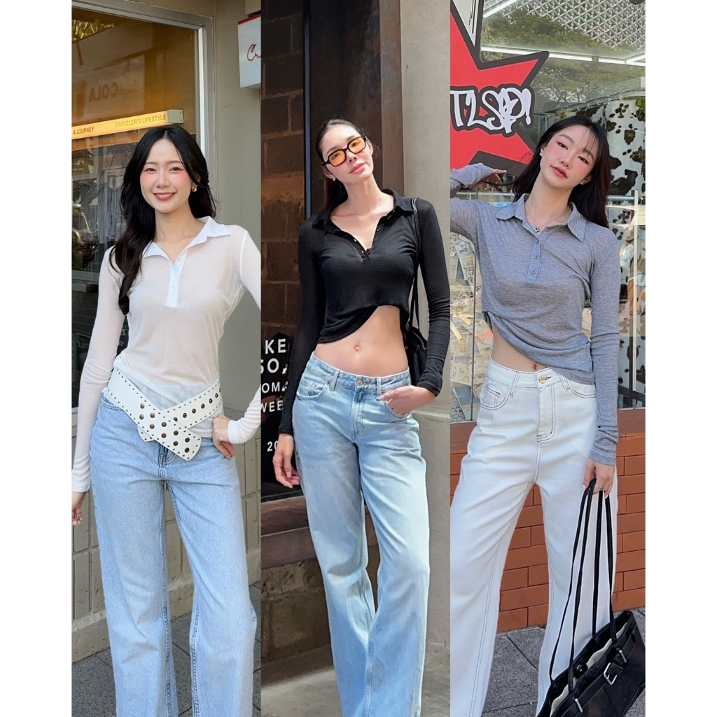 Sister.rrr: Áo sơ mi dài tay BROOKIE TOP có nút phía trước