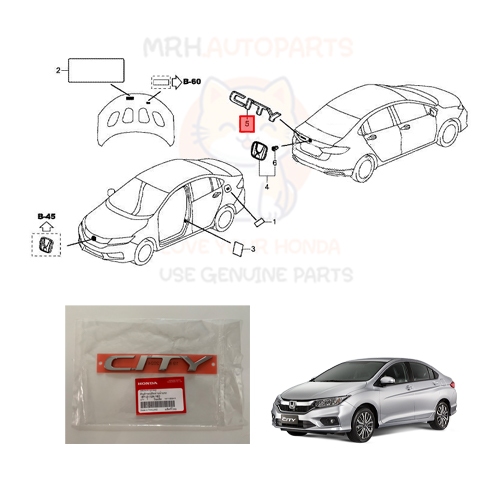 Logo CITY gắn vào vỏ sau Honda 2014-2020 GM6 Chính hãng 1 chiếc