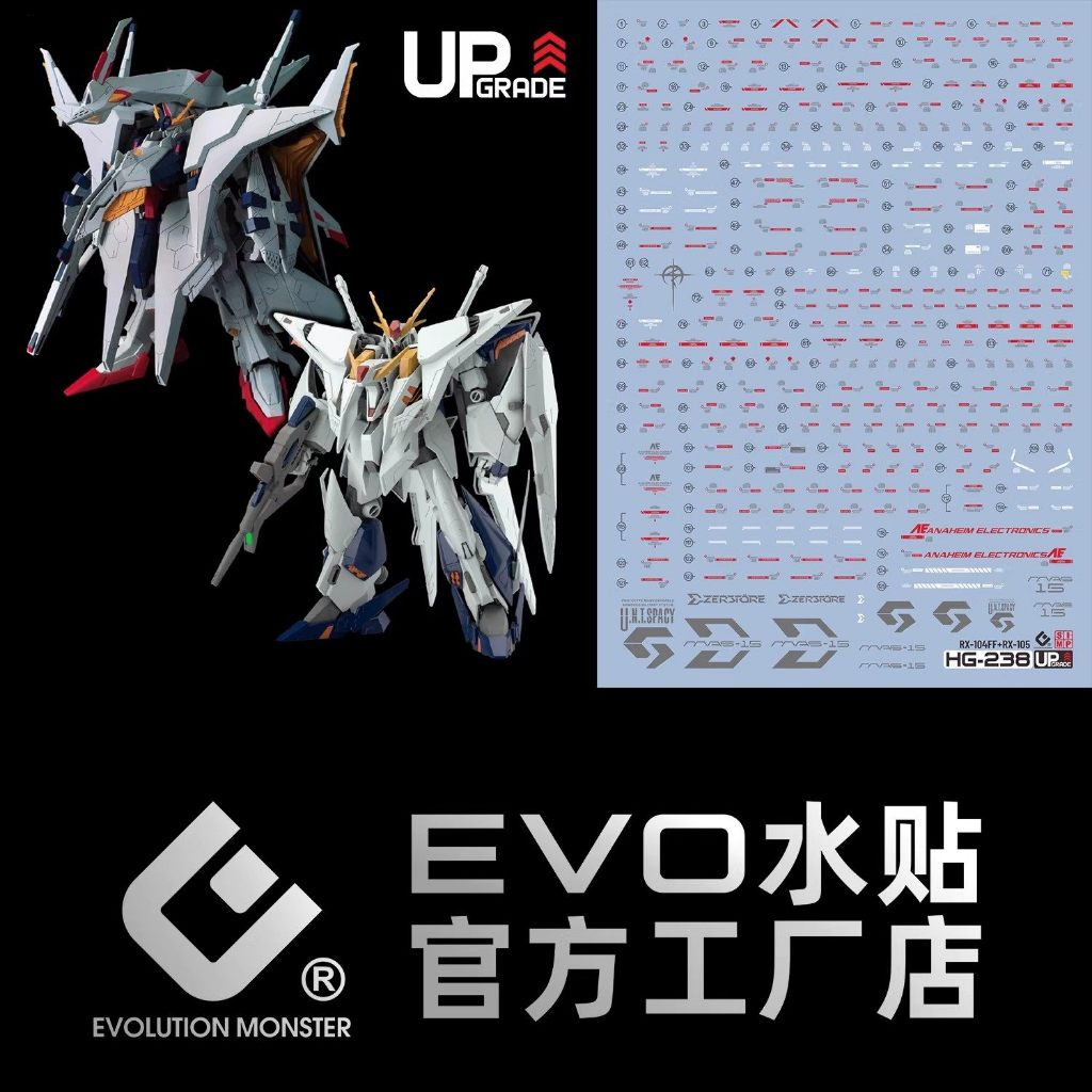 Nước DECAL EVO UPGrade HG 1 / 144 Xi Vs. Ánh sáng đen phản quang Penelope