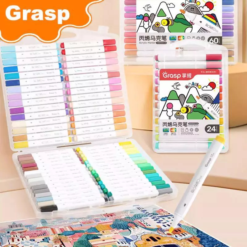Bút Acrylic GRASP Marker 24 / 36 / 48 / 60 Màu Dễ Xóa Đầu mịn GMM9503