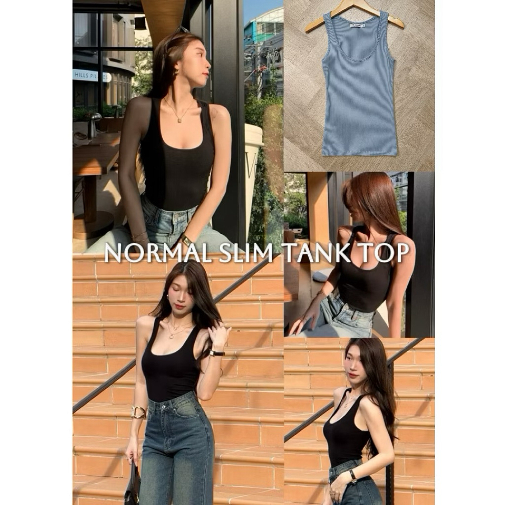 Feelfree-Normal slim tank top 390.- Kem Trắng Size M Fit Vải Mềm Mịn Thoải Mái Khi Mặc