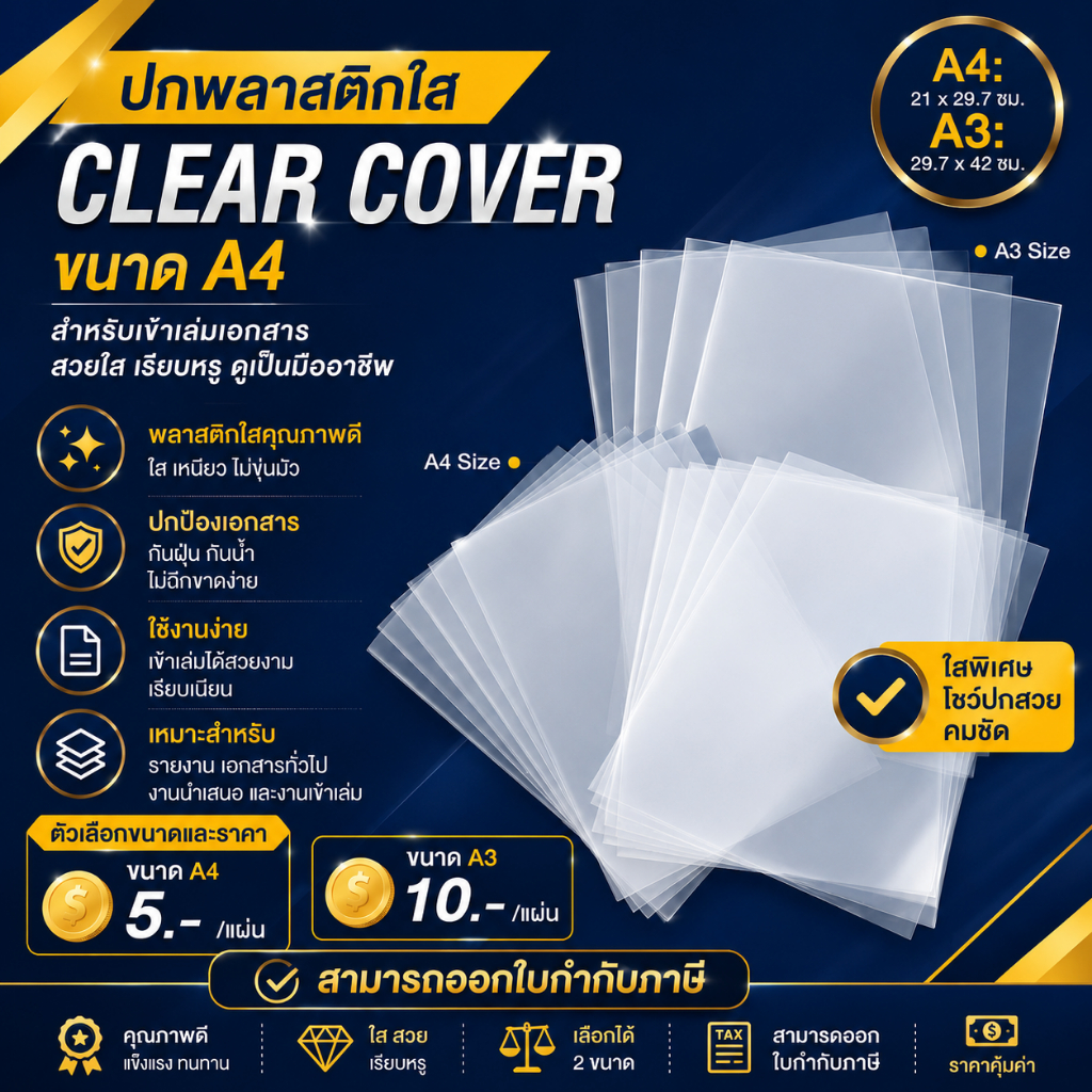 Báo cáo bìa nhựa trong suốt Kích thước A4 A3