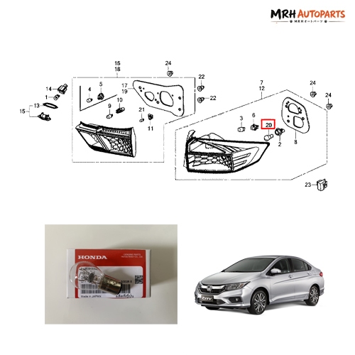 Bóng đèn phanh sau Honda City 2014-2019 GM6 Chính hãng 1 chiếc