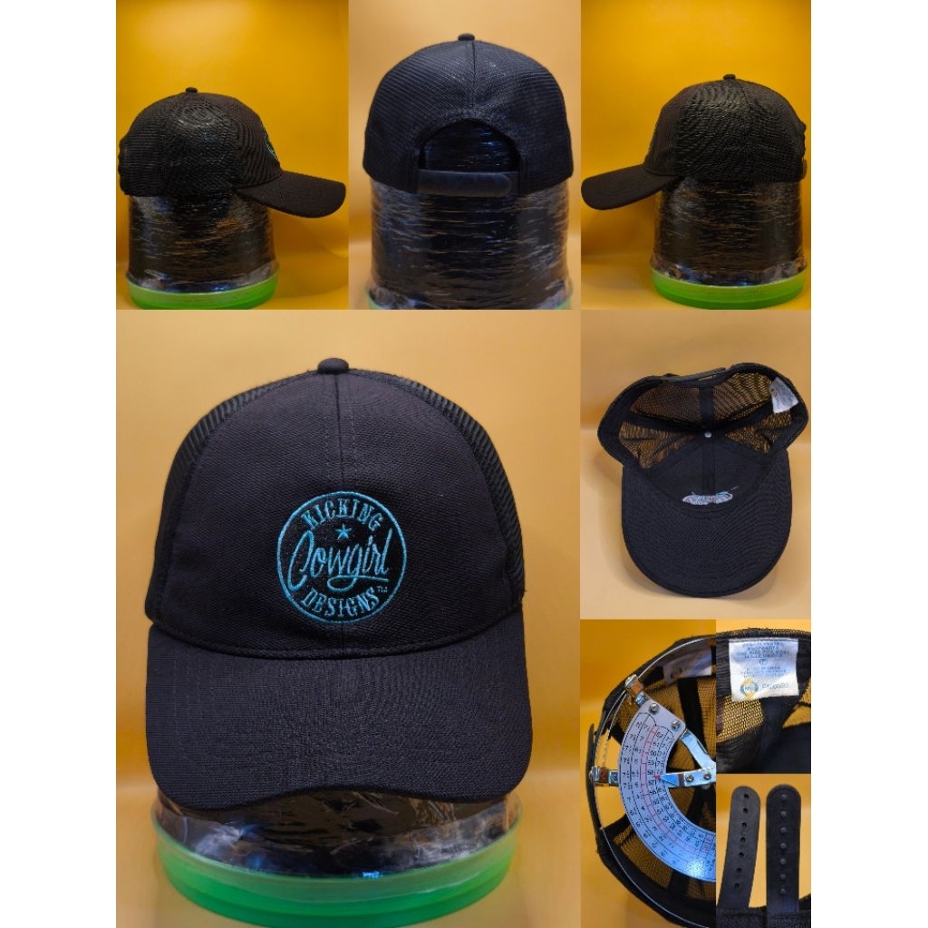 ​ Màu xanh Pastel Đen Kicking Cowgirl Designs Mũ lưới All Black Snapback Style Cool American 🩵