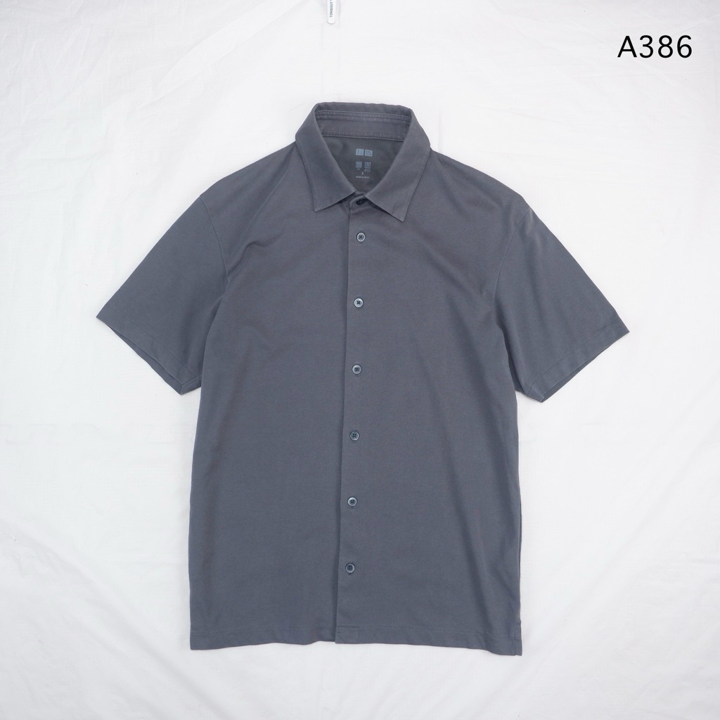 A386 Áo Sơ Mi Polo Nam Uniqlo AIRism Arisum Vải Màu Xám Size S Inch