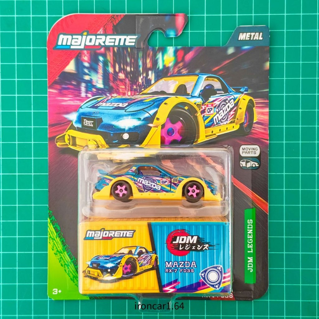 Majorette Mazda RX7 FD3S Mẫu xe màu xanh có phụ kiện
