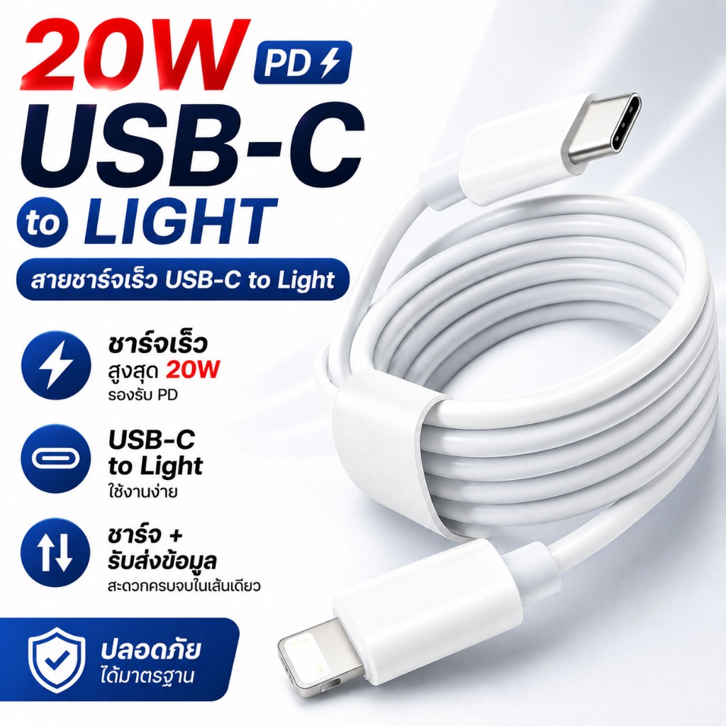 Cáp sạc USB Type C sang đèn nhanh 20W cho I5 ~ 14pro max