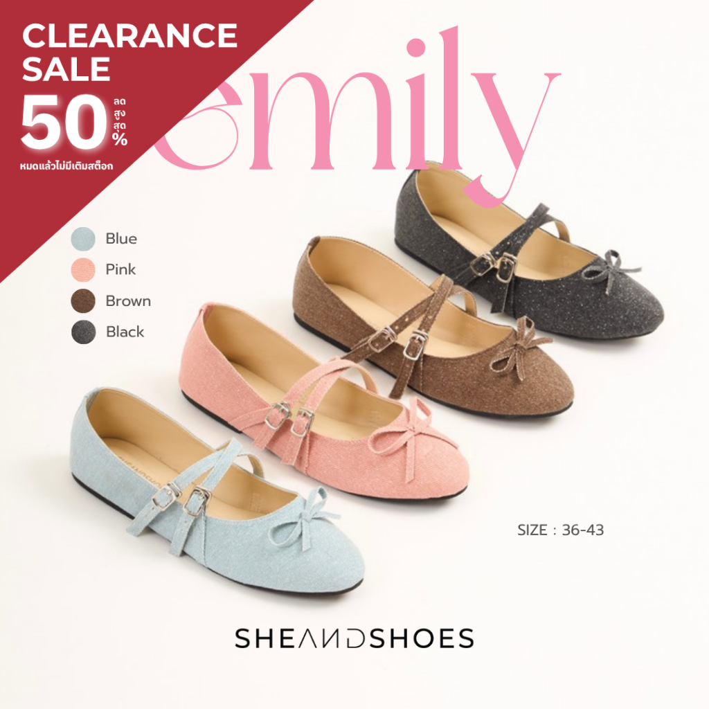 Express Delivery Bangkok-Emily Mary Jane Shoes [Sz.36-43] Denim lấp lánh