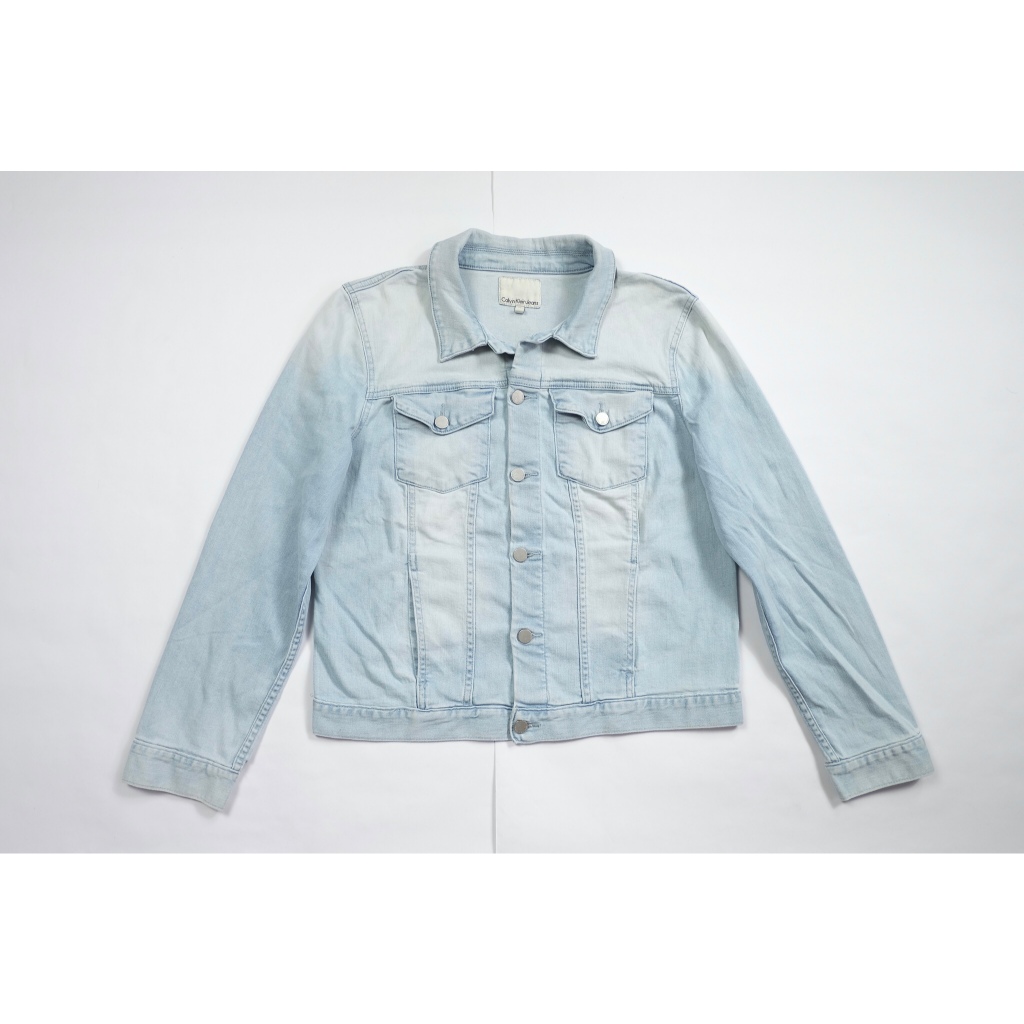 Áo khoác Denim nữ Calvin Klein co giãn màu xanh nhạt Size XL (Sản phẩm có tay thứ hai) Tình trạng tố