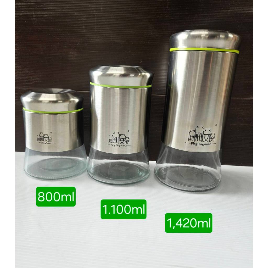 Nắp vặn kim loại lọ thủy tinh trong suốt 800 ml. / 1 100 ml. / 1 420 ml. (Gửi từ Thái Lan)