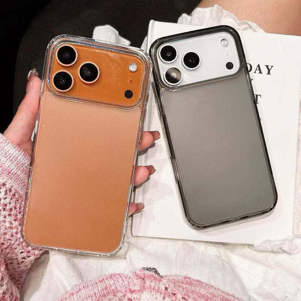 Ốp lưng Iphone 17 Cạnh mềm Mặt sau cứng Màu đen trong suốt Làm việc cho i17 Pro Max 17 Air 17 i13pro