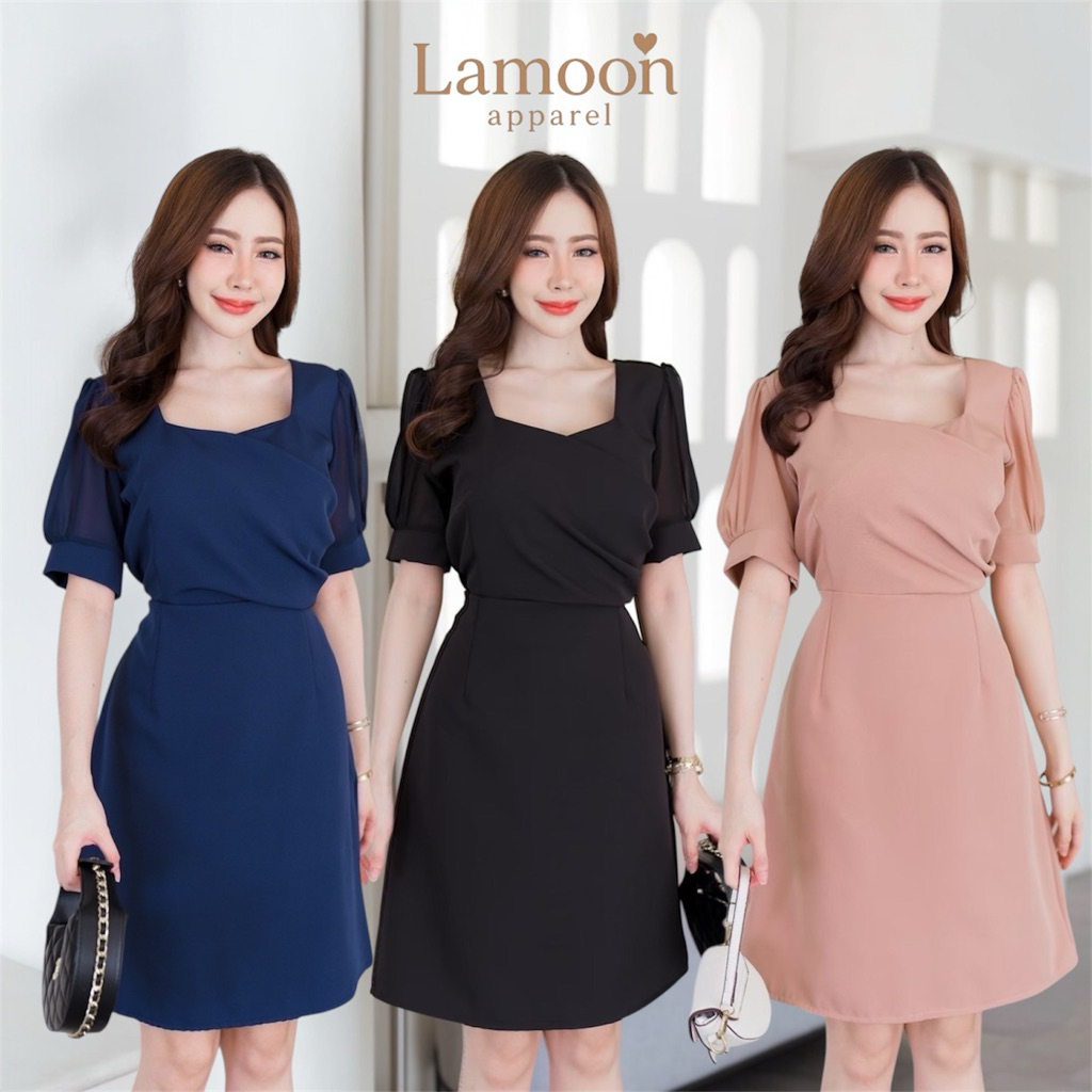 Váy ngắn tay được trang trí bằng voan Modish Label Wedding Cafe Set by Lamoon may mặc