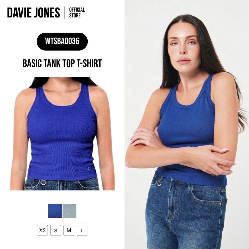 DAVIE JONES NỮ [BE FEARLESS] Áo thun nữ Tank Top Blue-Gray BA0036