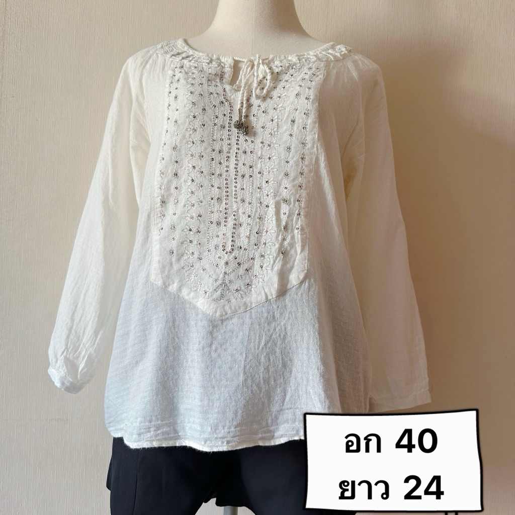 Áo sơ mi dài tay thêu họa tiết 3can4on Thương hiệu cũ (B0001)