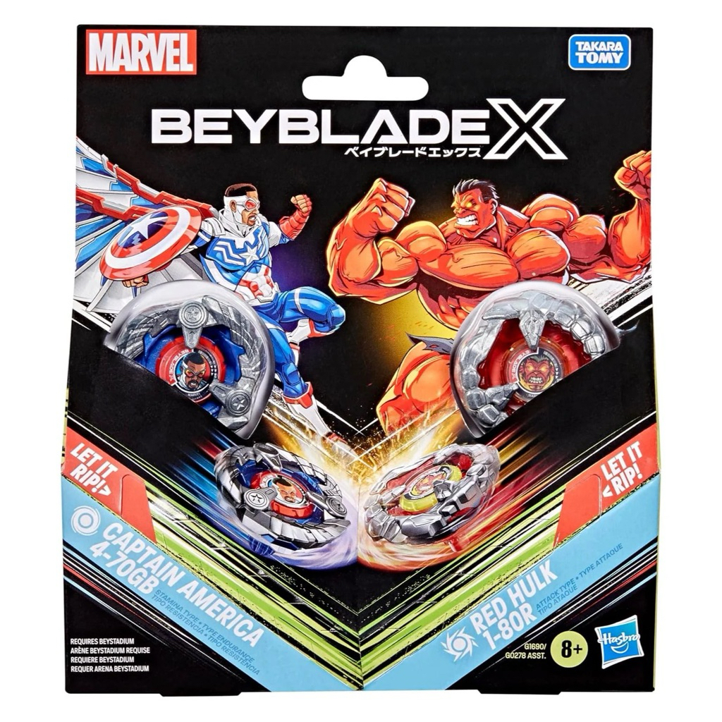 Bộ Multipack Beyblade X Marvel Captain America 4-70GB vs Red Hulk 1-80R